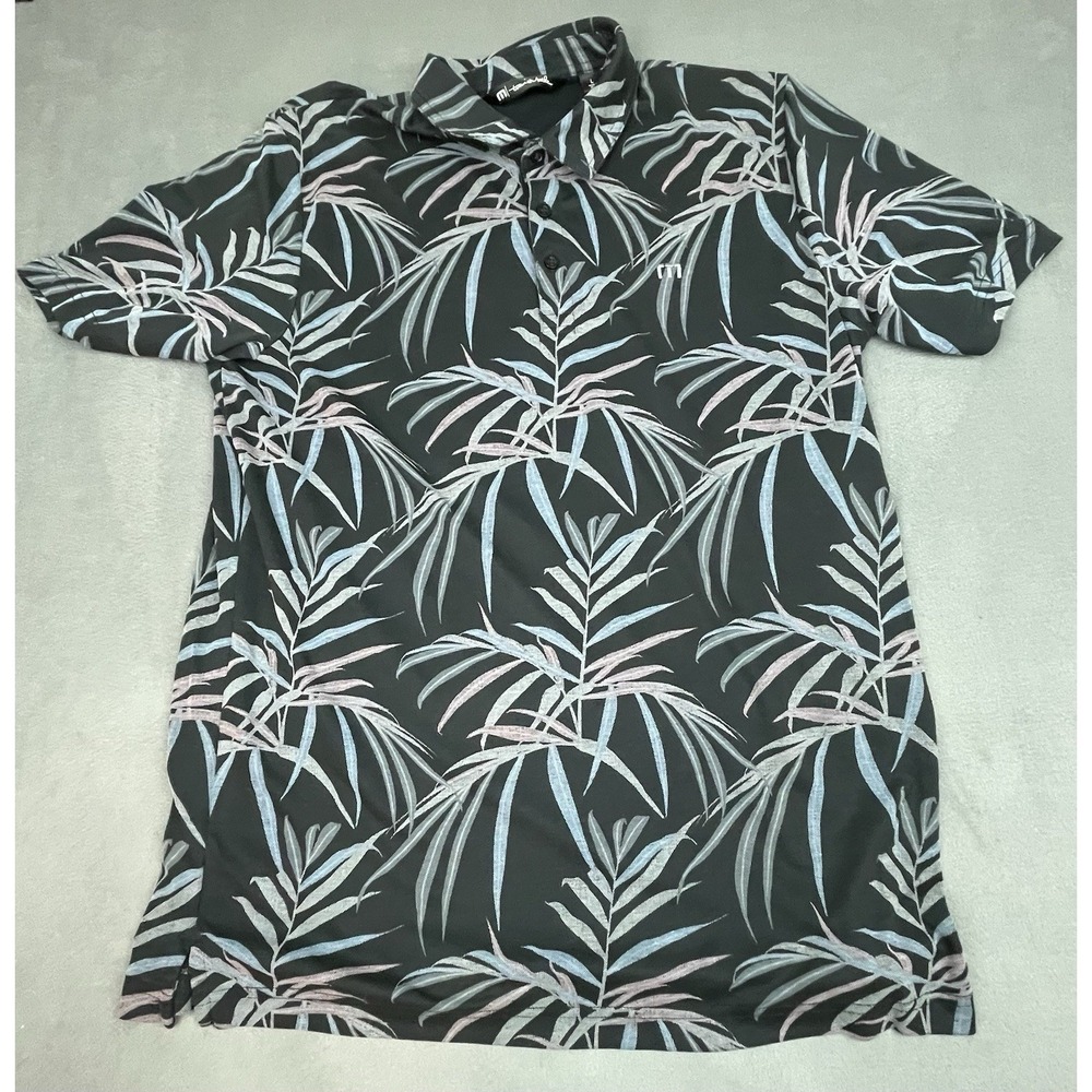 Travis Mathew Hawaiian Polo Shirt Large Black Lightweight Stretch Performance